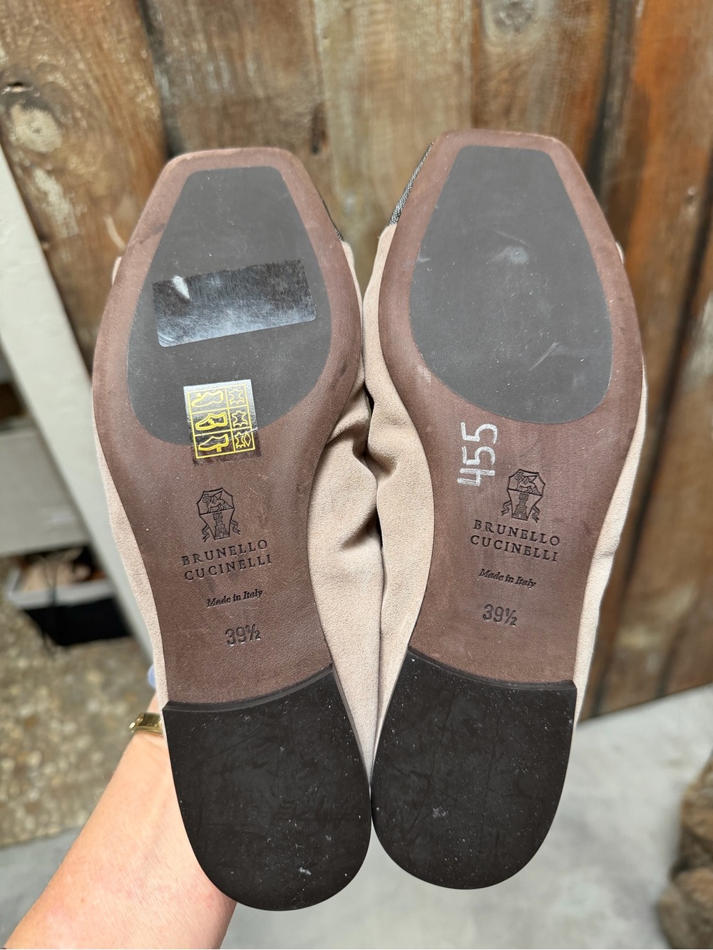 Brunello Cucinelli Suede Ballet Flats with Monili cap toe and bow Size 39.5 - Picture 8 of 12